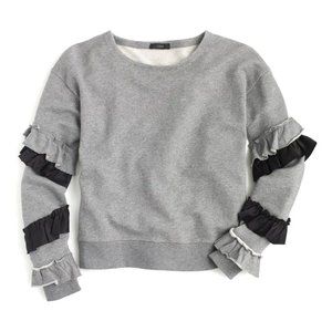 NWT J. Crew Ruffle Sleeve Sweatshirt Grey XS